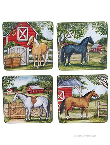 Certified International Clover Farm 10.5 Dinner Plates Set of 4 Assorted Designs Multi Colored
