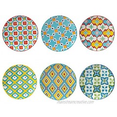Certified International Damask Floral 6 Canape Luncheon Plates Set of 6 Assorted Designs,