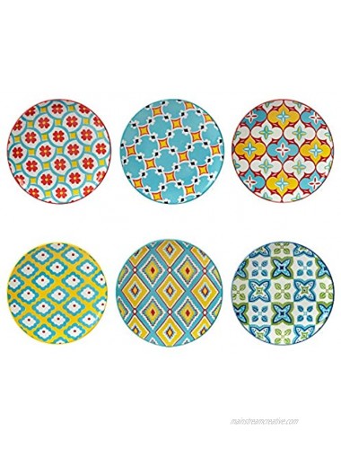 Certified International Damask Floral 6 Canape Luncheon Plates Set of 6 Assorted Designs,
