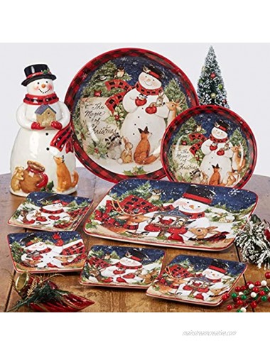 Certified International Magic of Christmas Santa 11 Dinner Plates Set of 4 Multicolored