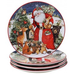 Certified International Magic of Christmas Santa 11" Dinner Plates Set of 4 Multicolored
