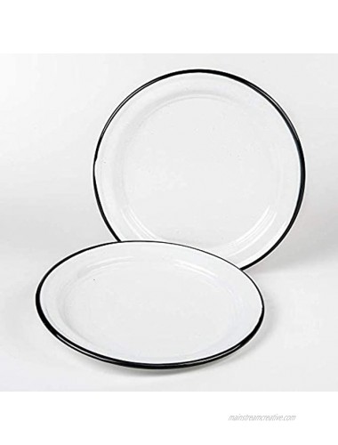 Cinsa 10in Dinner Plate Set 6 Pieces White Color Enamelware Dinner Plates for Indoor & Outdoor Camping Farmhouse Kitchen Party Durable and Reusable