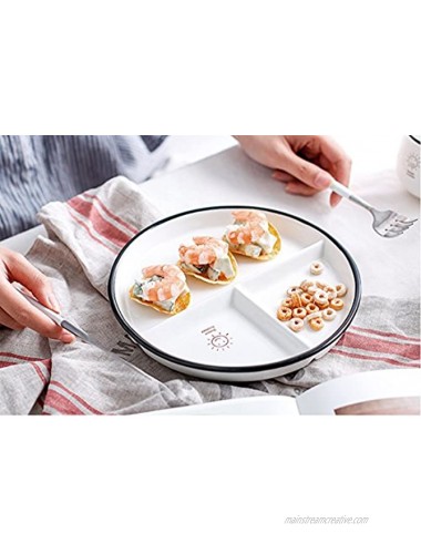 CoCoMe Round Smile Sun Ceramic Porcelain Divided Dessert Salad Plate Dinner Plate 8 Inch