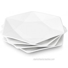 Delling Star-Geometric 11”White Dinner Plates Large Serving Platters Dessert Salad Plates for Meat Appetizers Dessert Sushi Party ,Set of 4