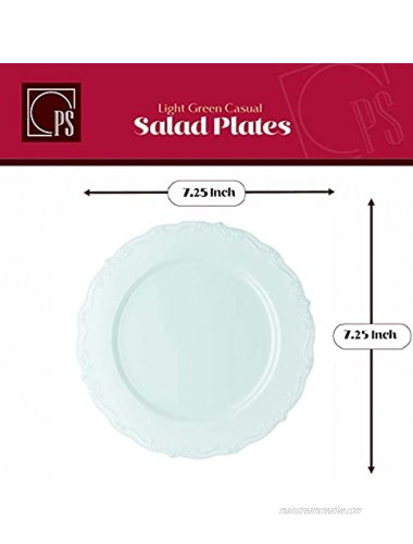 Disposable Plastic Plates Set Vintage Party Plates Light Green Sage 60 Pack 30 Guest 30 x 10.25 Dinner & 30 x 7.25 Salad Dessert Plate Posh Setting