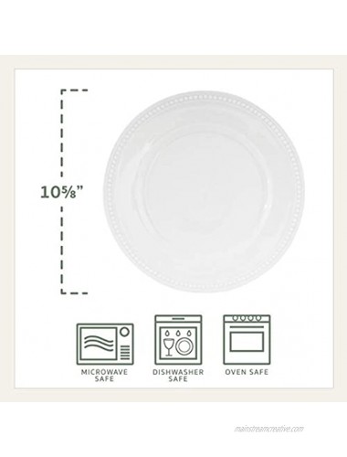 Everyday White by Fitz and Floyd Beaded 10.5-Inch Dinner Plates Set of 4