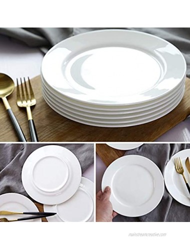 Foraineam 12 Pieces 8 Inch Round Porcelain Dinner Plates Salad Plate Set White Dinnerware Dish Serving Plates