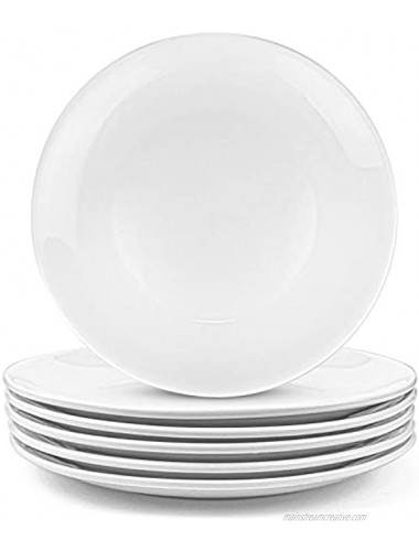 Foraineam 6 Pieces Porcelain Dinner Plates Approximate 10 Inch Round Salad Plate White Dinnerware Dish Catering Serving Plates