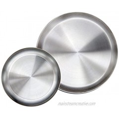 Immokaz Matte Polished 10.0 inch 304 Stainless Steel Round Plates Dish Set for Dinner Plate Camping Outdoor Plate Baby safe Toddler Kids BPA Free Pack of 2 L 10.0"
