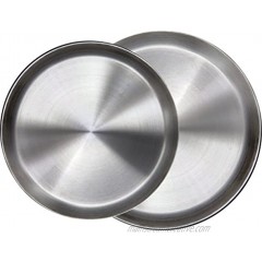 Immokaz Matte Polished 12.0 inch 304 Stainless Steel Round Plates Dish for Dinner Plate Camping Outdoor Plate Baby safe Toddler Kids BPA Free 1-Pack L 12.0