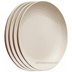 JUCOXO Biodegradable Dessert Plates Reusable Unbreakable Kids Dinner Plates 7.9" Eco Friendly Wheat Straw Plate Sets of 4 Beige Color Microwave and Dishwasher Safe