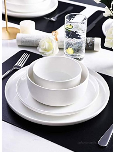 Kanwone Porcelain Dessert Salad Plates 8 Inch Set of 6 White Microwave and Dishwasher Safe Plates