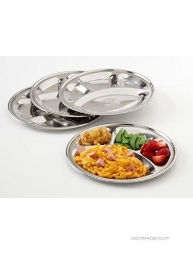 King International Stainless Steel Plates Stainless Steel Divided Dinner Plate,Four Section Round Dinner Plates Set Of 4 30cm Stainless Steel Divided Indian Dinner Plates Indian Thali Plate