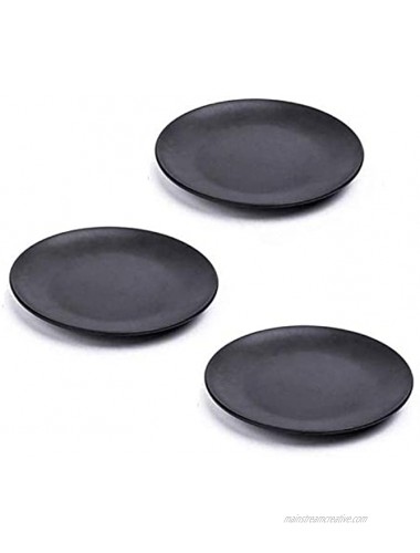MBB Set of 3 Black 6 Inch Melamine Ware Dinner Plates Dishes Dinnerware Shatter-proof