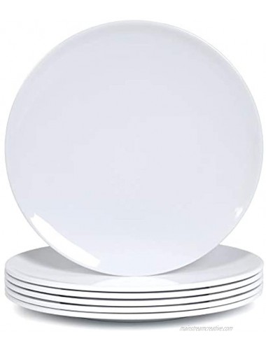 Melamine Dinner Plates 6pcs 10inch Dinnerware Dishes Set for Indoor and Outdoor Use Break-resistant White