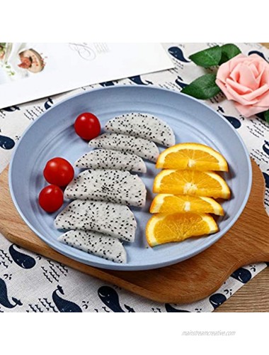 Mixed Size 8 PCS New Wheat Straw Plates Set Unbreakable Lightweight Dinner Dishes Microwave Safe Dinner Plate Perfect for Salad Pasta Steak Fruit（8.9’’ 9.9’’）