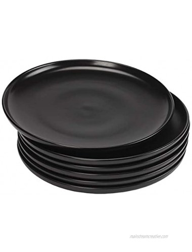 Monamour 10 Inch Matte Porcelain Dinner Plate Elegant Round Ceramic Serving Plate for Steak Salad Pasta Pizza Set of 6 Black