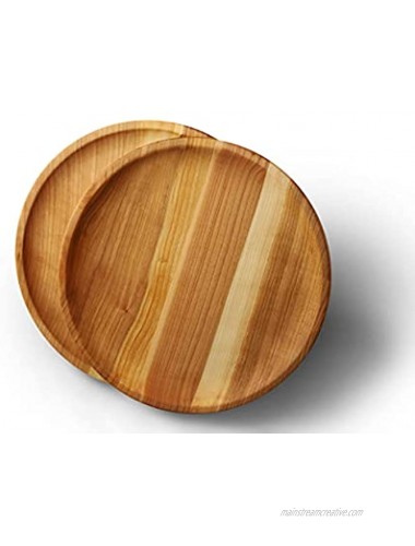 Oak Round Wood Dinner Plates 11 Inches Set of 2 Serving Plate Handcrafted Wooden Dinner Platos for Snack Dessert Steak all Food Eco Charger Great as Gifts