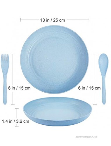 Parboom 10 Inch Wheat Straw Plates 4 Color Family Dinner Plates 4 Pcs Dishwasher and Microwave Safe BPA Free Green and Healthy for Kids