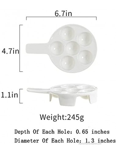 PASIGRO 2 Pack White Ceramic Escargot Plates With 6 Holes 6.8-Inch Porcelain Multifunction Food Dish Snail Plate For Oven Small-6 hole