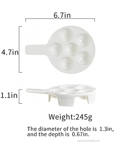PASIGRO 2 Pack White Ceramic Escargot Plates With 6 Holes 6.8-Inch Porcelain Multifunction Food Dish Snail Plate For Oven Small-6 hole