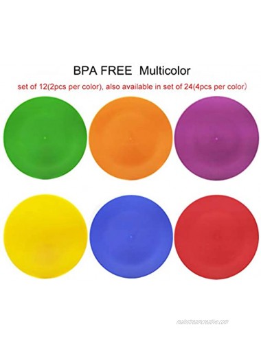 Plastic Plates Set of 12 Unbreakable and Reusable 9.875 inches Dinner Plates Multicolor | Dishwasher Safe BPA Free