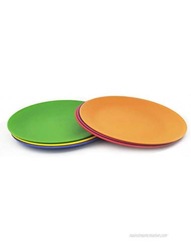 Plastic Plates Set of 12 Unbreakable and Reusable 9.875 inches Dinner Plates Multicolor | Dishwasher Safe BPA Free