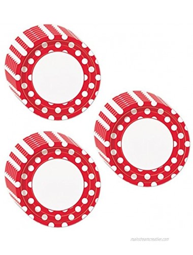 Red Polka Dot Dinner Plates 24 Pieces