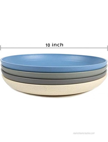 shopwithgreen Lightweight Wheat Straw Plates 4 Pack 10'' Unbreakable Dinner Plates Dishwasher & Microwave Safe BPA free for Kids Children Toddler & Adult