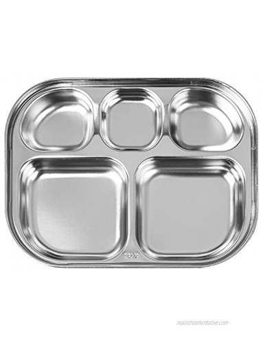 Stainless Steel Divided Plates Tray 5 Section Kids Toddlers Babies Small Size Compact Serving Platter Dinner Snack Camping Dishes 1 Pack
