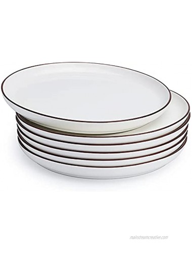 Sweese 164.001 Dinner Plates 10 Inches Porcelain Salad Serving Dishes for Kitchen Round Minimalist Design Microwave Dishwasher Oven Safe Dinnerware Set of 6