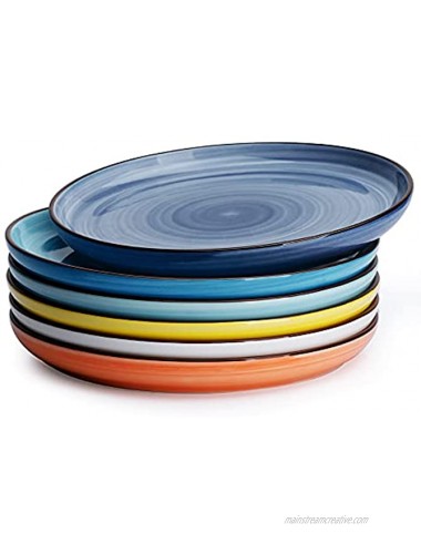 Sweese 165.002 Porcelain Round Dessert Salad Plates 7.4 Inch Set of 6 Hot Assorted Colors