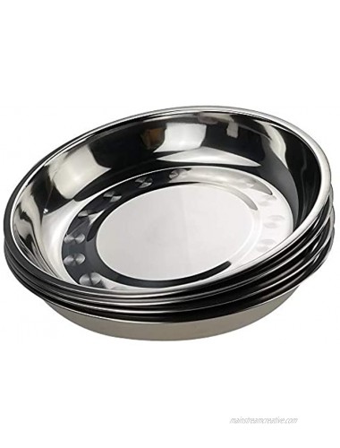Teyyvn 4-Pack Stainless Steel Dinner Plates Round Camping Plates
