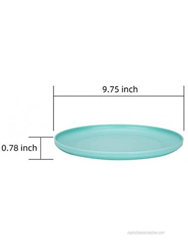 Unbreakable and Reusable 9.75-inch Plastic Dinner Plates Set of 8 Teal Microwave Dishwasher Safe BPA Free