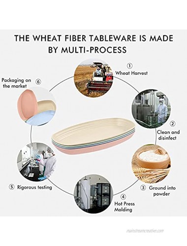 Wheat Straw Dinner Plates 11 Inch Microwave Safe Oval Lunch Plates Reusable Unbreakable Dinnerware Set 4 Pack