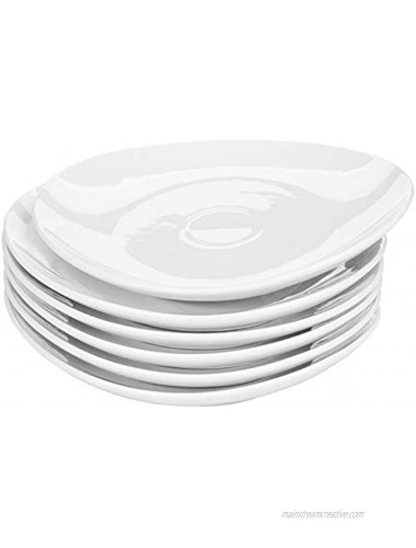Yarlung 6 Pack 11 Inch Porcelain Dinner Plates Oval White Salad Plate Kitchen Dinnerware Serving Dishes Set for Home Restaurant Party Use Microwave and Dishwasher Safe