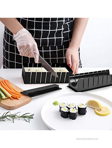 10 Pieces Sushi Making Kit for Beginners Plastic Sushi Maker Tool with 8 Sushi Rice Roll Mold Shapes and Knife Deluxe Professional DIY Home Sushi Tool Set for Restaurant Hotel
