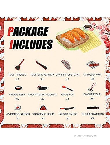 [2021 upgrade]Sushi Making Kit,24 in One Sushi Roller Bazooka Kit With Sushi Knife Bamboo Mats Bazooka Roller Rice Mold,Avocado Slicer Bamboo Paddle Spreader Sushi Maker for Beginner