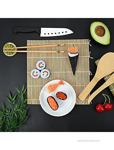 20Pcs Sushi Maker Tool Set Rice Ball Molds Set,2 SizeTriangle Mold,2 Sushi Rolling Mats,Sushi Knife,Chopsticks,Paddle,Spreader,Storage Bag,-Sushi Making Kit for DIY Beginner