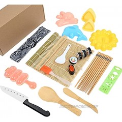 20Pcs Sushi Maker Tool Set Rice Ball Molds Set,2 SizeTriangle Mold,2 Sushi Rolling Mats,Sushi Knife,Chopsticks,Paddle,Spreader,Storage Bag,-Sushi Making Kit for DIY Beginner