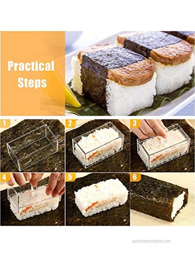 4 Pieces Sushi Maker Mold Set Non Stick Spam Musubi Press Mold 2 Pieces Triangle Sushi Molds and Sushi Roller Maker Nigiri Maker for Home Restaurant Use