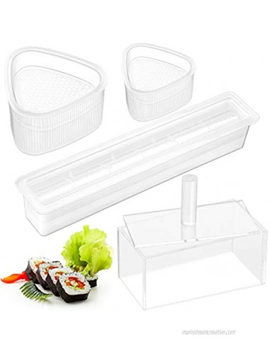4 Pieces Sushi Maker Mold Set Non Stick Spam Musubi Press Mold 2 Pieces Triangle Sushi Molds and Sushi Roller Maker Nigiri Maker for Home Restaurant Use
