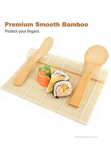 9 PCS Premium Sushi Making Kit Sushi Mat Including 2 Sushi Roller Glue Free 5 Pairs of Chopsticks 1 Paddle 1 Spreader Quality Smooth Helper for Sushi