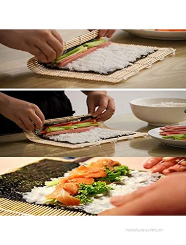 AIKS 2PCS Natural Bamboo Sushi Rolling Mat Sushi Roller Inch for Making Sushi 9x9.5 Inch