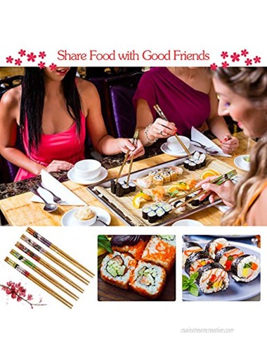 Amoco Sushi Kit Sushi Making Kit Bamboo Sushi Tools 2 Rolling Mats 5 Pair Chopsticks Spoon and Knife Spreader Are Included Great Beginners Sushi Kit for Sushi DIY Lovers,Sushi Party
