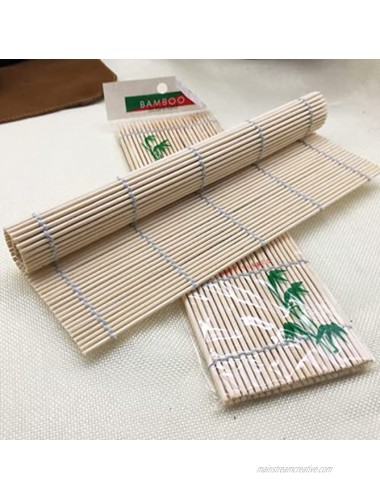 Cafurty 2 Set Bamboo Sushi Rolling Mats 9.5x9.5 Inch
