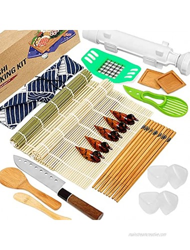 CAYOREPO 23 Pieces Sushi Making Kit for Sushi Lovers Sushi Making Kit with Sushi Bazooka Chopsticks Paddle Spreader Chopsticks Holder Dipping Plates Avocado Slicer for Beginners