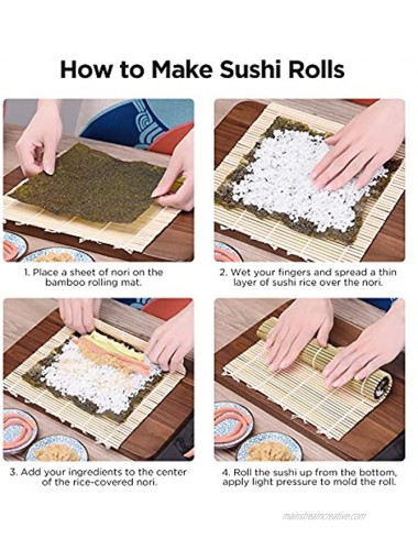 Delamu Sushi Making Kit Bamboo Sushi Mats With Sushi Knife Sushi Rolling Mat including 2 Bamboo Sushi Mats 2 Temaki Rollers 1 Rice Mold 5 Chopsticks 1 Rice Spreader 1 Rice Paddle 1 Guide Book