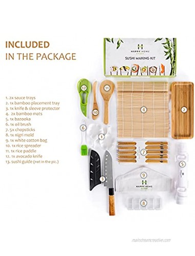 DIY Sushi making kit for beginners and experts bamboo sushi starter kit with knife and video instructions included Sushi kit for home presented in a gift box
