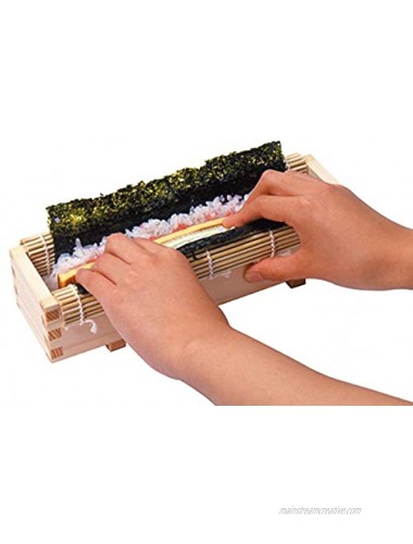 EDOYA Rolling Sushi Making Kit Japanese Cypress Mold and Rice Scoop Bamboo Sushi Rolling Mat Made in Japan